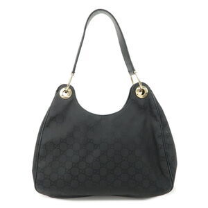 Auth Gucci Gg Nylon Leather Shoulder #177486G34B